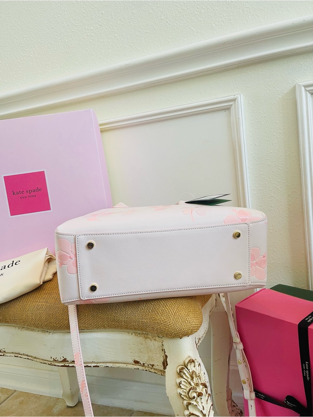 Kate Spade New York serena spring pansies embossed satchel - Picture 8 of 16